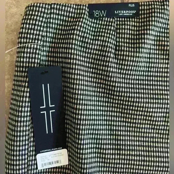 NWT Liverpool Reese Slim Straight Leg Black Tan Herringbone Pants Size 18w - Picture 2 of 9